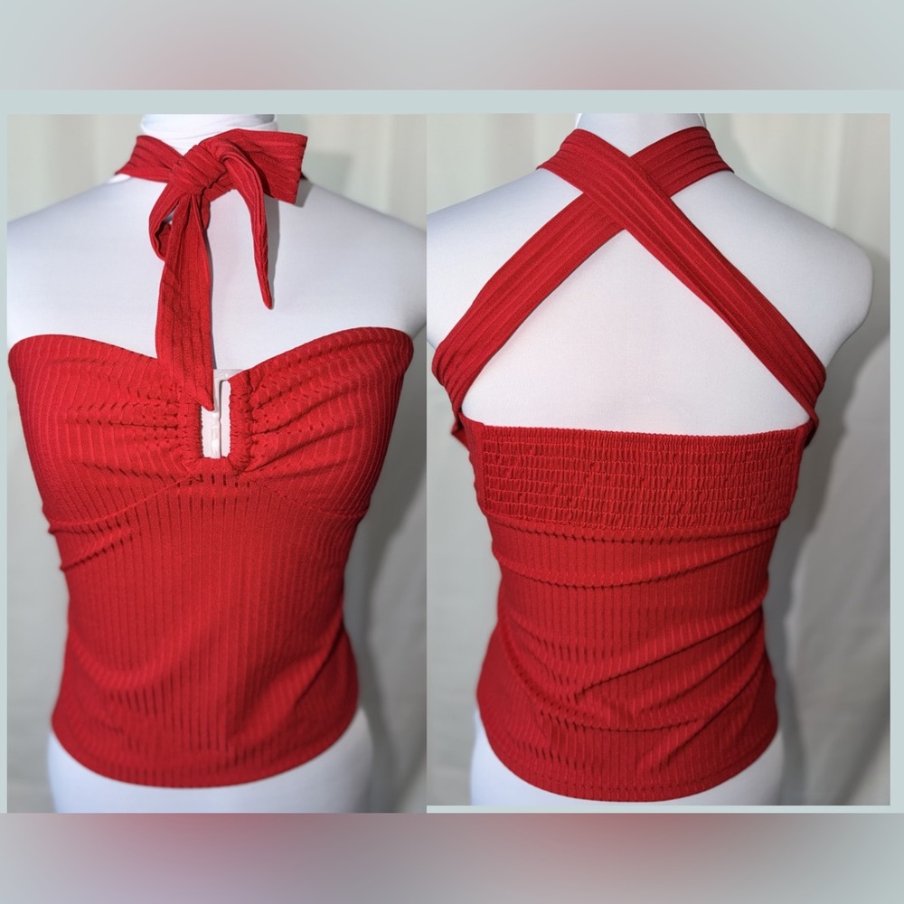 Ribbed Halter Top Y2K 90's Retro